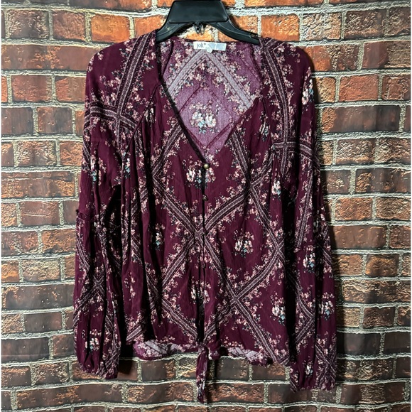Jolt Sz XL Boho Maroon Top - Picture 1 of 6
